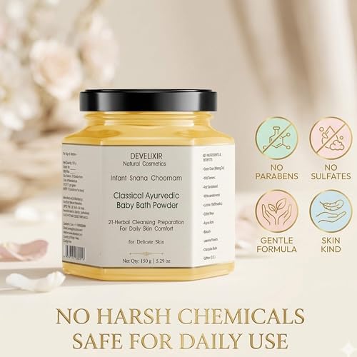 Image of Girl baby Bath powder | Even skin tone Natural Glowing | Wild Turmeric, Green gram, Sandalwood, Rose21 Ayurvedic herbs )