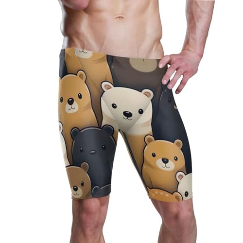 Bear Animal Cute Swim Jammers for Men Athletic Durable S B0402744