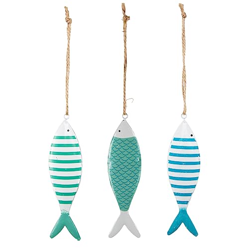 Maritime Fische zum Aufhängen, 3 Stück: Maritim-Deko aus Metall,...