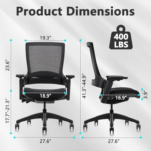 Image of CLATINA Office Chair Swivel Executive Chair, Adjustable Ergonomic Computer Chair with 3D Armrest and Lumbar Support, Mesh Backrest Task Chair for Home Office Conference Room, Studio, 2 Pack