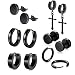 Produktbild 6 Paare Edelstahl Männer Ohrringe Schwarz Männer Ohrstecker Schwarz für Herren Damen Hoop Ohrringe Huggie Piercing Ohr 18G