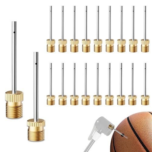 20Pack Ball Pump Needles,2 Sizes,No Break Heavy Duty Air Pump Needles for Balls,Inflation Needles for Basketball Soccer Volleyball,Compatible with Hand Pump and Electric Pump,Stainless Steel Body
