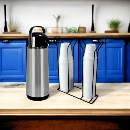 Suporte Porta Copo Organizador Descartável Mesa Café Escritório Luxo Duplo (Preto)