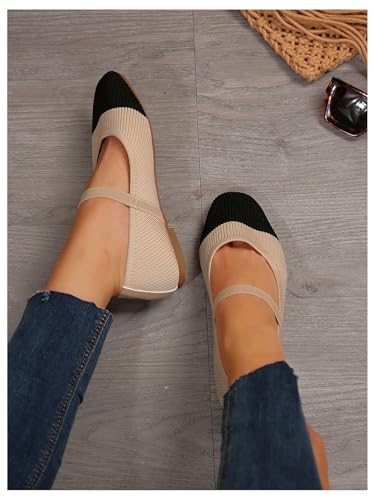 MakeMeChic Women's Ballet Mary Jane Closed Toe Dressy Slip on Flat Shoes with Elastic Strap3