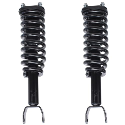 Image of Detroit Axle - 4WD Struts Shocks for 05-09 Dodge Dakota 06-09 Mitsubishi Raider Complete 2 Front Struts w /Coil Spring 2 Rear Shock Absorbers 2006 2007 2008 2009 Replacement Ready Strut Assembly