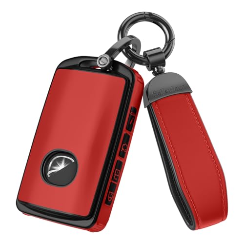Seikuleca For Mazda Key Fob Cover Accessories- Matte TPU Key Fob Cover with Leather Keychain for 2019-2025 Mazda 3, 2020-2024 CX-5, CX-30, CX-9，CX-50 and More. (Matte Red) by Seikuleca - Used condition - US$11.85