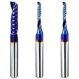 Eyryfui O-Flute Spiral Router Bit Set, 1/4 Inch Shank, Nano-Coated Solid Carbide CNC Router Bits for Aluminum, Plastic, Acrylic, Metal, Wood, MDF (2pcs 1/8'+1pcs 1/4')