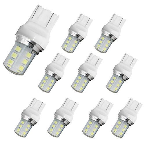Yolu 7443 T20 LED Bulbs 10-Pack, White 3030 12-SMD Super Bright 992 7440 7441 7444 W21W LED Lights Turn Signal Blinker Lights Replacement for Tail Brake Lights, Backup Reverse Lights