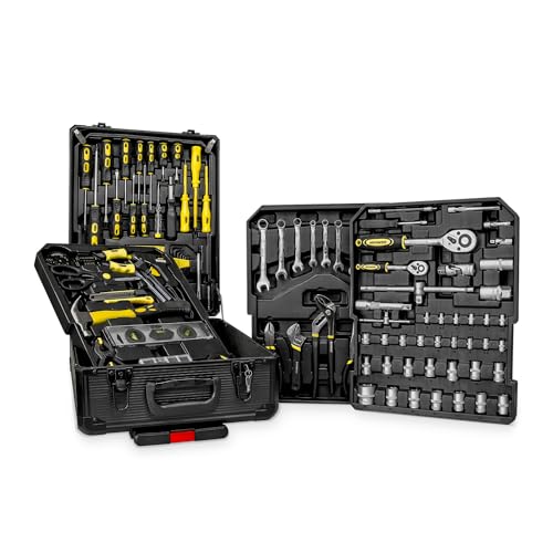 Wintem - Trolley Porta Attrezzi CraftyCart 699 Pezzi con Vassoi Organizzativi e Manico Telescopico, Cassetta Compatta per Uso Professionale e Domestico, Utensili in Acciaio Resistenti