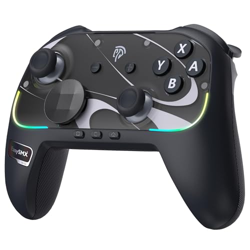 EasySMX Mando Switch 2/Switch con Joystick TMR/Vibración HD/Funda Magnética/Turbo/RGB/Giroscopio/Despertar/NFC, S10 Mando Juegos Inalámbrico para PC/Android/iOS, Negro