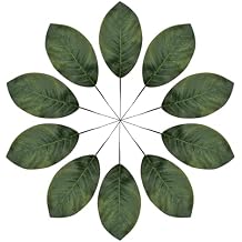 NIIIYTYB 10PCS Artificial Magnolia Leaves Faux Green Leaf Picks and Stems for Wreaths Dried Flower Garland Real Touch Home Decor Large Magnolia Leaves for Bookmarks Wedding and Indoor Decorations