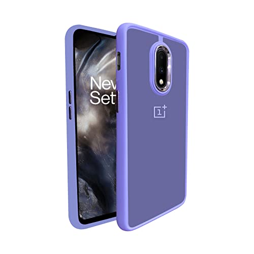 Image of A rtistque Frosted Translucent Back Cover Case for Oneplus 7 | Electroplated Chrome Ring | Raised Camera Edges for Protection | Smooth Sides TPU - Purple