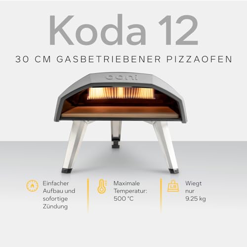 Foto von Ooni Koda 12 Gas Pizzaofen – 50 mBar Outdoor Pizzaofen – Gartenofen für Grillen, Kochen und Backen – Gartenofen für Pizzas – Pizza Oven – Kocht Pizzen in nur 60 Sekunden - (DE|AT- 50 mBar)