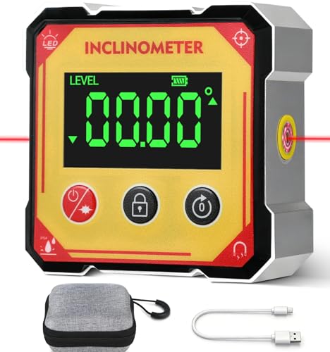 Digital Angle Finder with Laser & Strong Magnets Cube Inclinometer for Table Saw Woodworking Measuring Tool Level Box with Bag (Waterproof/Dustproof)