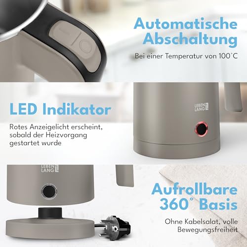 Image of LEBENLANG Small Stainless Steel Travel Kettle - 500ml & BPA Free | 600W Small White Mini Kettle for Travel | Energy Saving & Energy Efficiency | 0.5L