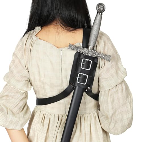 Correas de funda – Rana con hoja de piel sintética medieval, soporte vintage ajustable, accesorio de cosplay renacentista para caballeros | Traje de guerrero Secure Holster, Festivales, LARP, Perfo