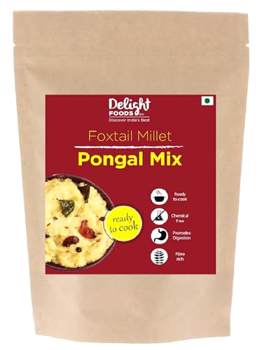 Image of Delight Foods Unpolished Foxtail Millet Pongal Mix 400g (200g x2) | Ready to Cook South Indian Pongal | Healthy Organic Millet & Dal Breakfast Mix | Traditional Instant Food