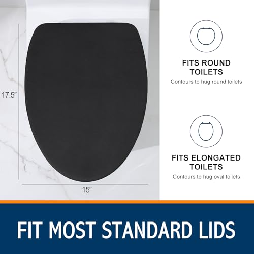 Image of Smiry Memory Foam Bathroom Toilet Lid Cover, Machine Washable Covers, 17.5x15, Fits Most Round, Elongated and Oblong Lids, Accessories Decor, Black