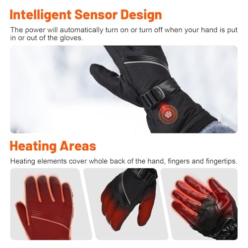 Caiqixuan Heated Gloves,Winter Gloves For Men Women Rechargeable Heated Gloves With 2Packs 7.4V 2700Mah Battery,Waterproof Thermal Warm Gloves For Cold Winter With Auto Sensor Switch For Skiing,Hunting,Cycling thumb #1