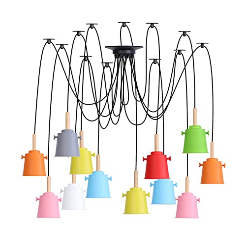 Lampes suspendues pour îlot de cuisine et chambre, lustre araignée industriel réglable multicolore