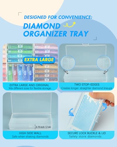 Image of forever young 48PCS Extra Large Diamond Art Storage Containers Trays＆Stand