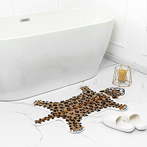 Zscyd-Yingda1992 Leopard Shaped Rug Animals Bath Mat Rug Non-Slip Cute Bathroom Door Mat For Bathroom Kitchen Bedroom Cartoon Shower Rug For Bathroom Tub Soft Bathtub Mat Home Decor Brown thumb #2