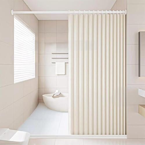 Icegrey Rideau de Douche Magnétique Pliable et imperméable avec Crochets, Séparation Humide et sèche, Rideaux de Douche en Polyester Lin très résistants pour Salle...