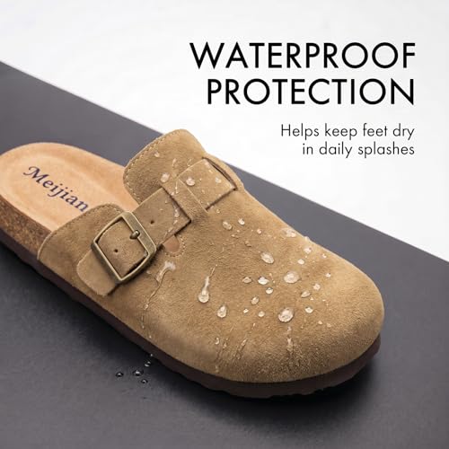 Genuine Leather Footbed Clogs Womens Shoes Sandals Women Comfortable Arch Support Women's Mules & Clogs Sandals, Chestnut/02, 9 US - image 5