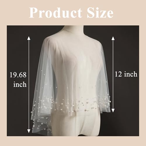Pearl Shawl Wrap Shrug Bridal Cape Sheer Tulle White Black Elegant Wedding Cape Dress Cover Up for Women Girls4