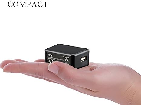 icv USB Wall Charger 5V 2A AC Power Adapter with US Plug for Phone, Tablet and Other Related USB Powered Devices Small and Lightweight Designed for Safety