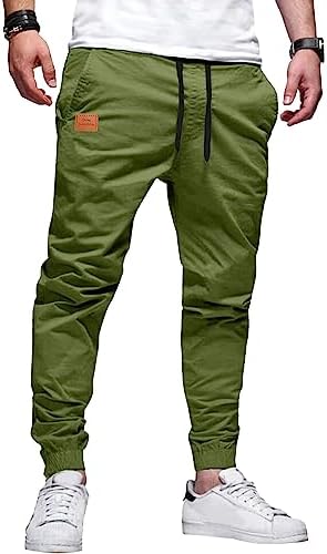 YAOBAOLE Mens Joggers with Pockets Casual Joggers Pants Cotton Drawstring Chino Pants Twill Track Jogging Sweatpants for Men