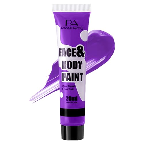 PASNOWFU Purple Face Paint -Water Based Non-Toxic Highly Pigmented Body Painting for Fantasy Creature Halloween SFX Cosplay Full Coverage Washable Paint for Costume Party Stage Performance