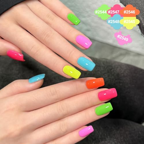 Image of GAOY Neon Gel Nail Polish Set, 6 Bright Colors Orange Hot Pink Glow in Dark, Soak Off UV Light Cure Gel Polish Kit for Nail Art DIY at Home