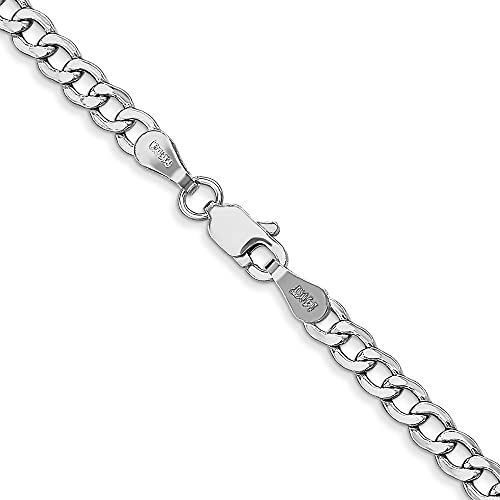 Diamond2Deal 14k White Gold 3.35mm Semi-Solid Curb Chain Bracelet 7"4