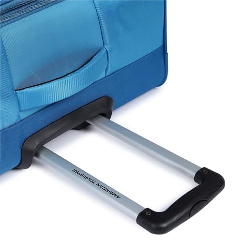 Image of American Tourister Apolo 81 cms Check-in Polyester Soft Sided 4 Spinner Wheels Luggage /Suitcase /Trolley Bag (Blue)