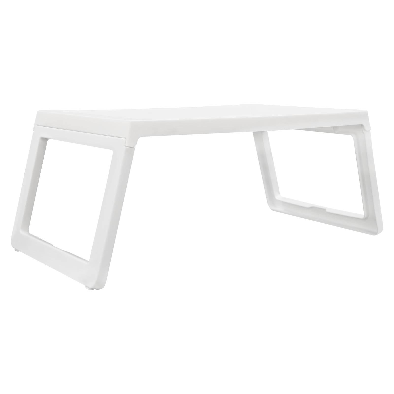 OUKANING Set di 4 tavolini da letto pieghevoli in plastica, robusti tavoli per computer portatile, per divano, divano e letto, supporto per tablet con fessura di ricarica, per mangiare, leggere, casa