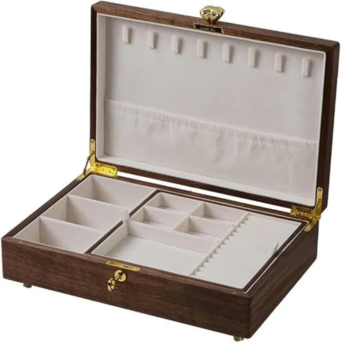 KEuLen Joyero de Madera, Caja Joyero, Joyero Madera, Caja de Madera for Guardar Anillos, Pendientes, Collares, Pulseras y Relojes, de 34 cm.(B)