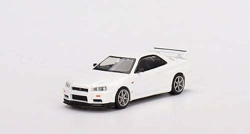 True Scale Miniatures Model Car Compatible with Nissan Skyline GT-R (R34) V-Spec N1 White Limited Edition 1/64 Diecast Model Car MGT00397