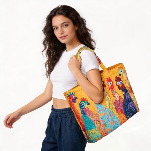 Bolsos tote acolchados para mujer, bolsa de hombro grande con estampado único, estilo vintage hobo para compras miniatura 2