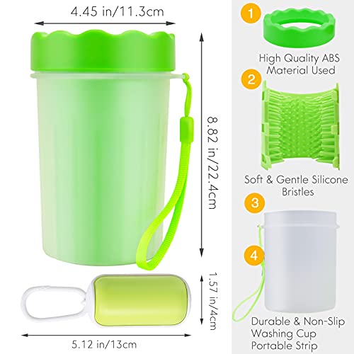KOOLPUG Dog Paw Cleaner, Paw Cleaner Cup with Dog Poo Bags Leash Dispenser, Dog Paw Washer, Pet Paw Cleaner with Waste Bags, Pet Cleaner, Perfect for Removing Dirts After Daily Walk (Large, Green) - Image 3