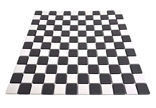 Tdpw-Ugbw1X1-400 Black & White Checkered Unglazed Porcelain 7/8 Inch Square Mosaic Tile For Bathroom Floors, Walls, Kitchen Backsplash And Pool (Not Peel And Stick) - Box Of 5 Sheets #TOP5