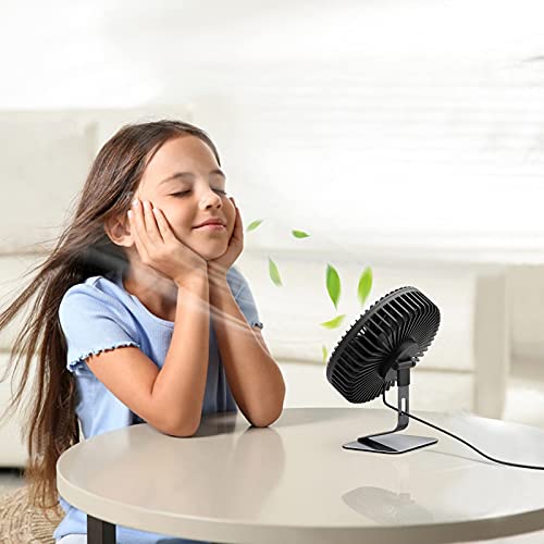 Xasla 6'' Usb Desk Fan, 4 Speeds Small Desk Fan, Ultra Quiet Electric Plug In, 90° Adjustment, Strong Wind, Usb Powered, Portable Desktop Table Fan For Home Office #TOP5