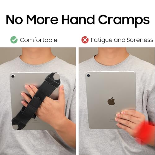 FINTIE Handschlaufe Universal Tablet für 9-11 Zoll Tablets & eReader, [360° Drehbar] PU-Leder, sicher, portabel, Verstellbarer Griff für iPad/Samsung/Xiaomi Tablets, Schwarz