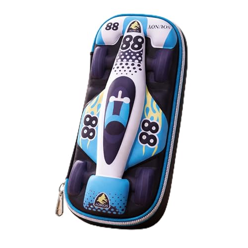 Image of Toyshine 88 Racer Hardtop Pencil Case with Compartments - Kids Large Capacity School Supply Organizer Students Stationery Box - Girls Boys Pen Pouch- Light Green