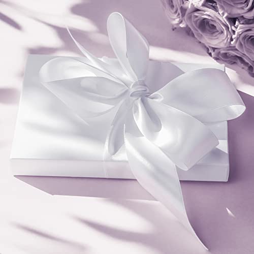 Image of Solid Color Double Faced White Satin Ribbon 3 /8 inch X 50 Yards, Ribbons Perfect for Crafts, Wedding Decor, Bow Making, Sewing, Gift Package Wrapping and More