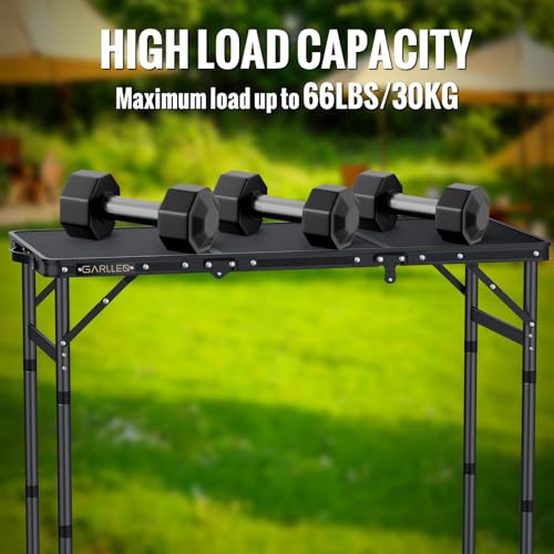 GARLLEN Folding Camping Table 34.2" Lx15.7 W, 3 Adjustable Height Max 27.5" - Image 2