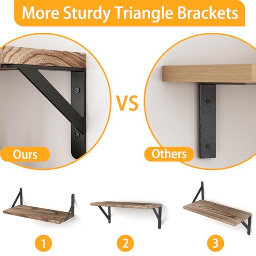 Image of YGEOMER Floating Shelves for Wall Mounted Wall Shelves for Bedroom, Bathroom Storage, Living Room and Kitchen Farmhouse Decor(4 Different Sizes)