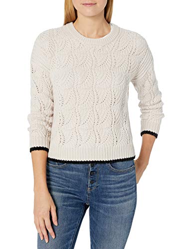 Splendid Women's Crewneck Long Sleeve Pullover Sweater, Parchment, X-Small