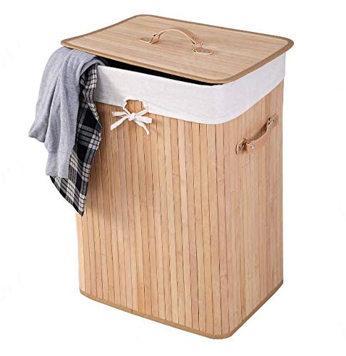 Bamboo Laundry Basket 72L Collapsible Bamboo With 1 Compartment Laundry Hamper Laundry Basket Removable Lining Large Laundry Bins Laundry Hamper with Lid Bamboo Laundry Storage basket (NATURAL) - Image 8