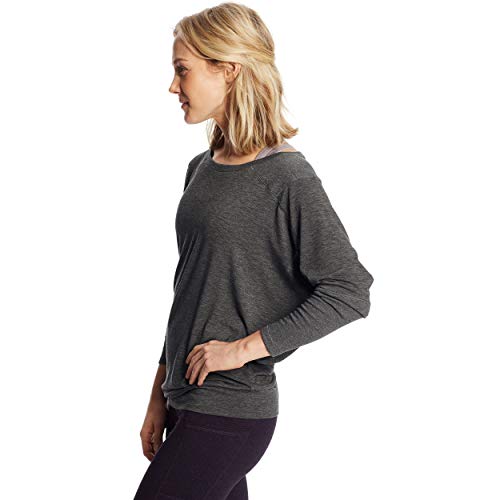 C9 Champion Women's Long Sleeve Open Back Top, Ebony Heather, L